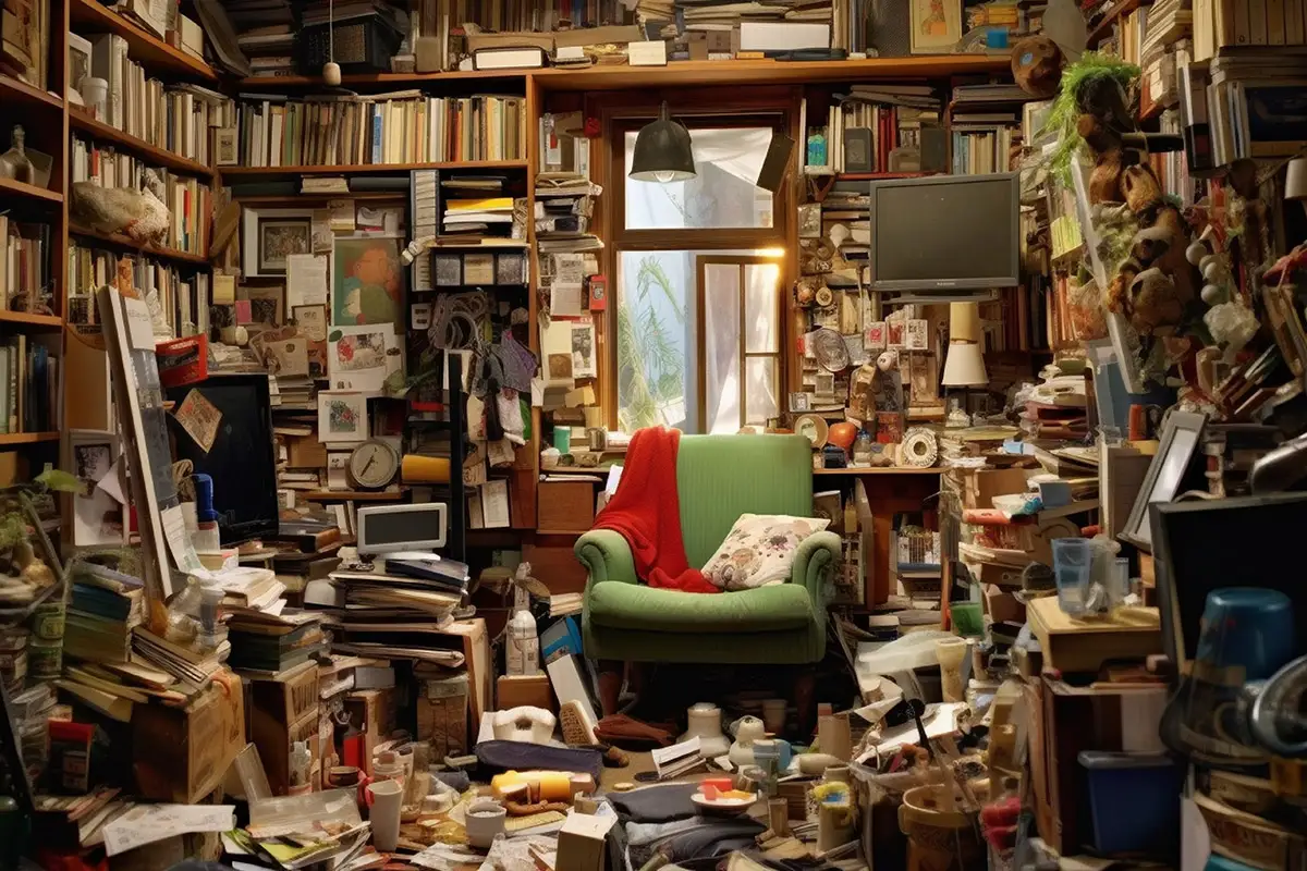 Kaiserfeld Entrümpelung Blick in ein Zimmer in einer Messie-Wohnung