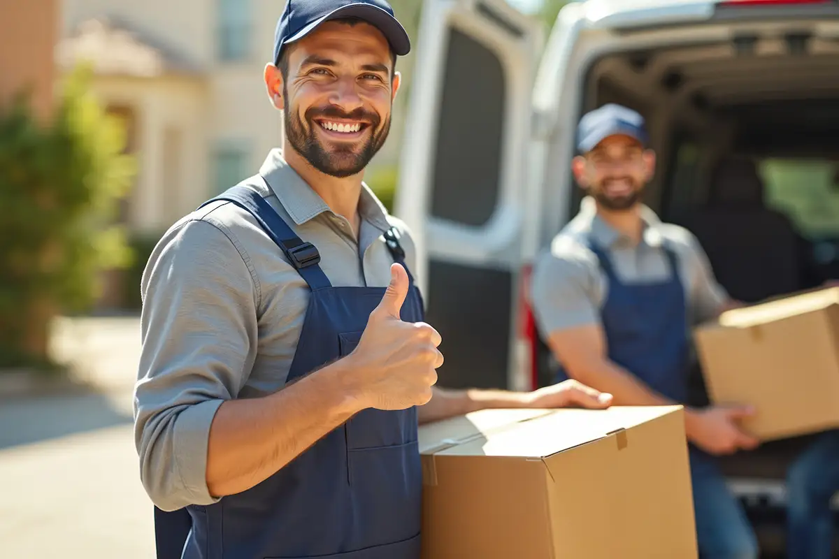 Kaiserfeld Entrümpelung Ein Entsorgungsprofi zeigt Daumen nach oben